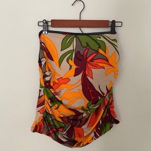 Calvin Klein Halter Floral Orange and Red Tankini Top
